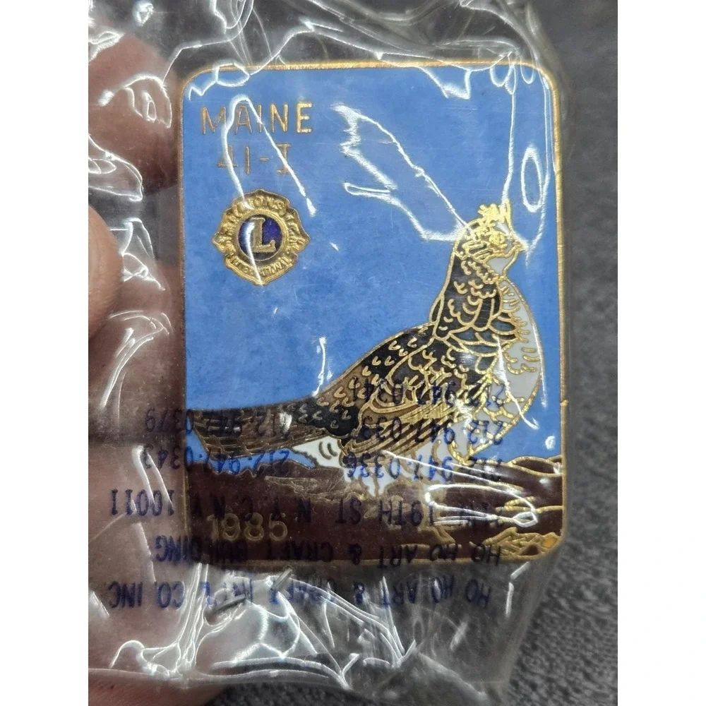 Vintage 1985 Maine‎ Lions District 41-I Pheasant Bird Enamel Lapel Pin